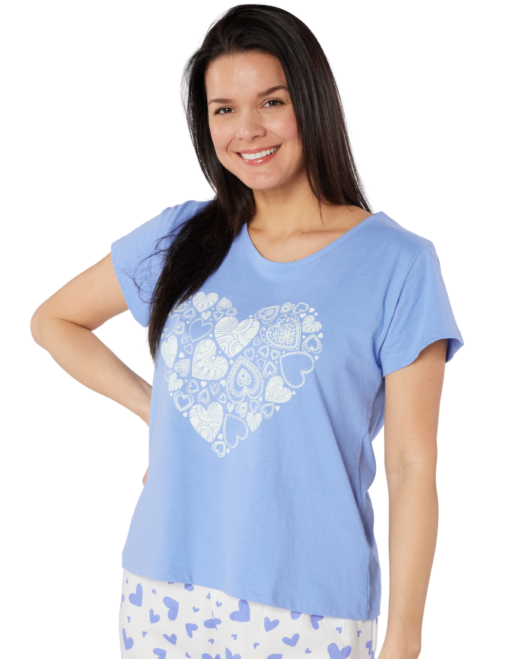 Women's Heart Design 100% Cotton Short Sleeve Cropped Leg Pyjamas