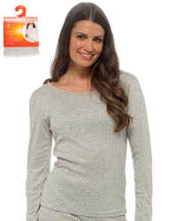 Womens Pointelle Long Sleeve Thermal Vest