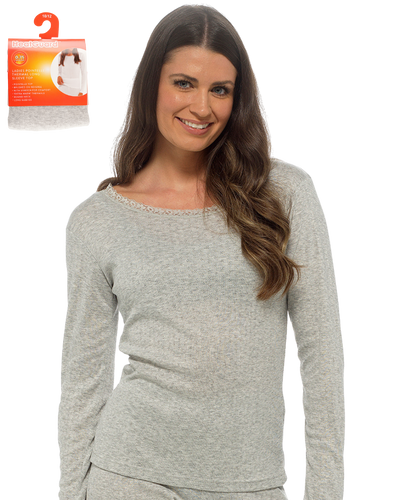 Womens Pointelle Long Sleeve Thermal Vest