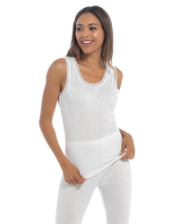 Womens Pointelle Sleeveless Thermal Vest