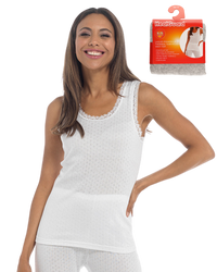 Womens Pointelle Sleeveless Thermal Vest