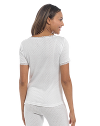 Womens Pointelle Short Sleeve Thermal Vest