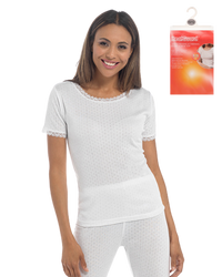Womens Pointelle Short Sleeve Thermal Vest
