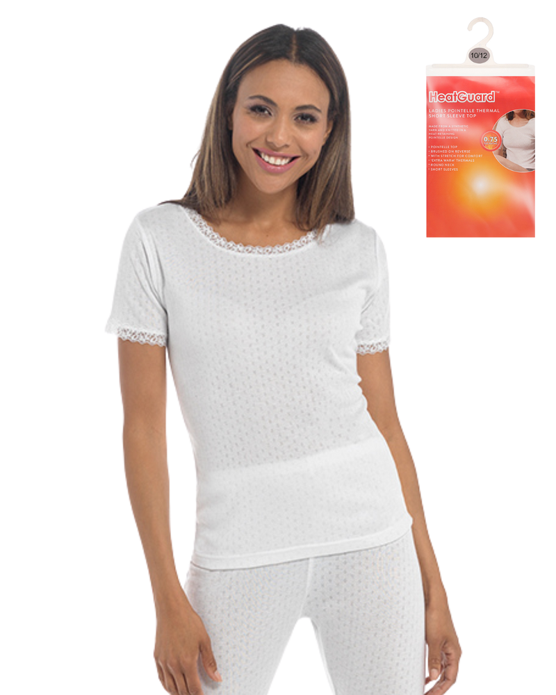 Womens Pointelle Short Sleeve Thermal Vest
