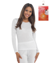 Womens Pointelle Long Sleeve Thermal Vest