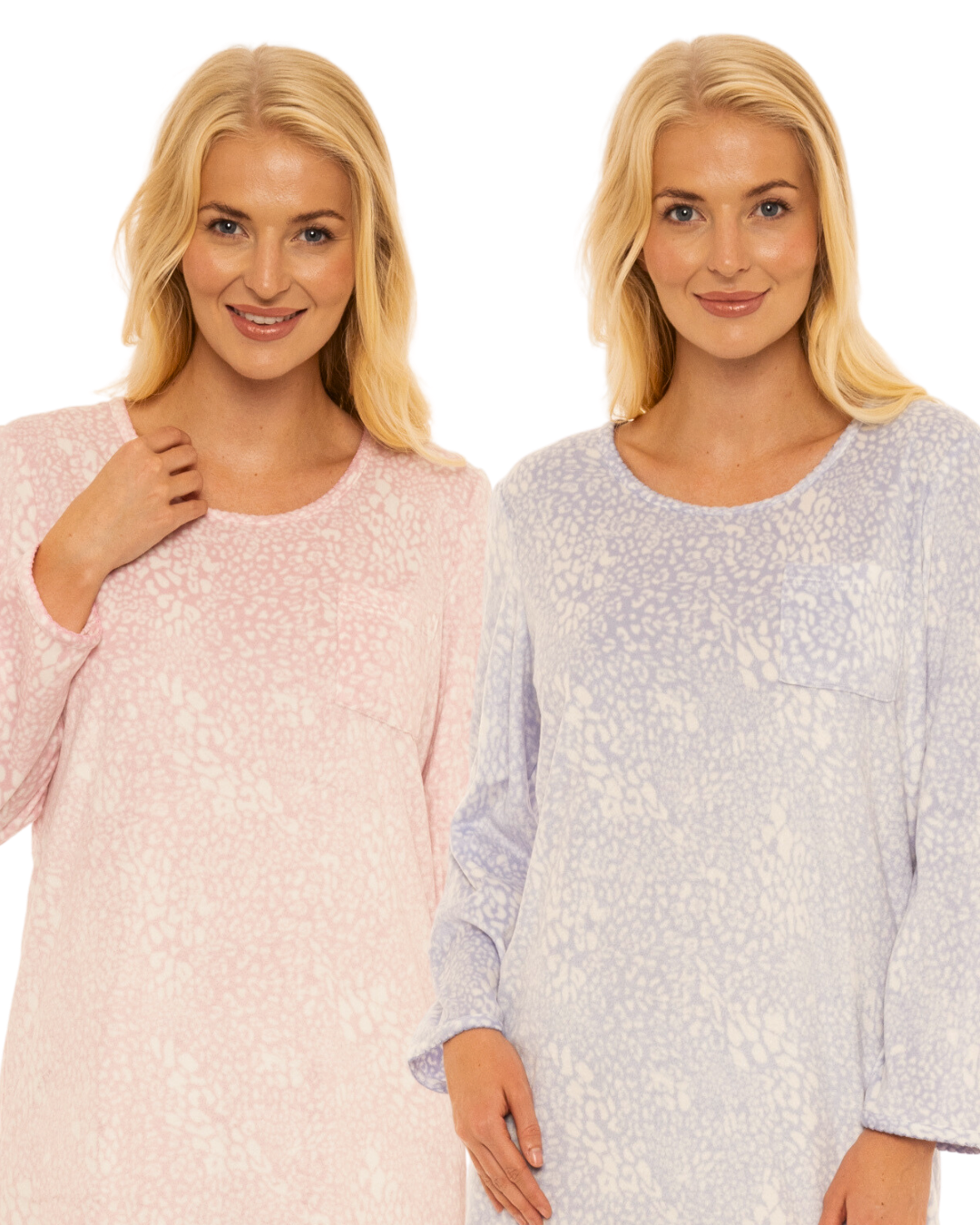 Women's Animal Print Long Sleeved Polished Fleece Nightshirts