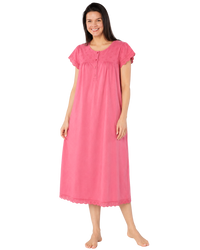Women's 100% Jersey Cotton Short Sleeve Nightdress With Broderie Anglais Trim