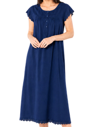 Women's 100% Jersey Cotton Short Sleeve Nightdress With Broderie Anglais Trim