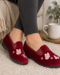 Butterfly Meadow Embroidered Full Slippers