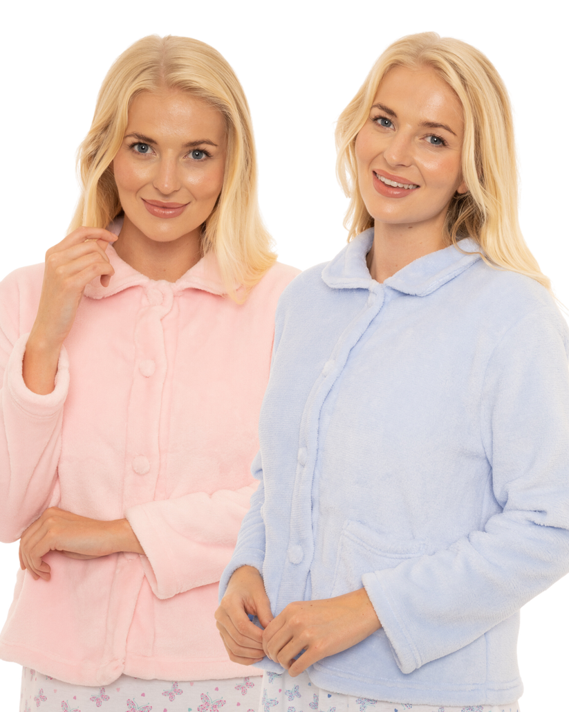 Luxury Coral Fleece Button Bed Jacket Suzy & Me Collection