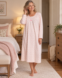 Long Sleeve Floral Fleece Nightdress