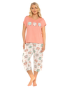 Women's Coral Campervan 100% Cotton Short Sleeved Cropped Leg Pyjamas