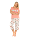 Women's Coral Campervan 100% Cotton Short Sleeved Cropped Leg Pyjamas