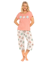 Women's Coral Campervan 100% Cotton Short Sleeved Cropped Leg Pyjamas