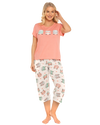 Women's Coral Campervan 100% Cotton Short Sleeved Cropped Leg Pyjamas