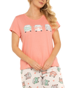 Women's Coral Campervan 100% Cotton Short Sleeved Cropped Leg Pyjamas