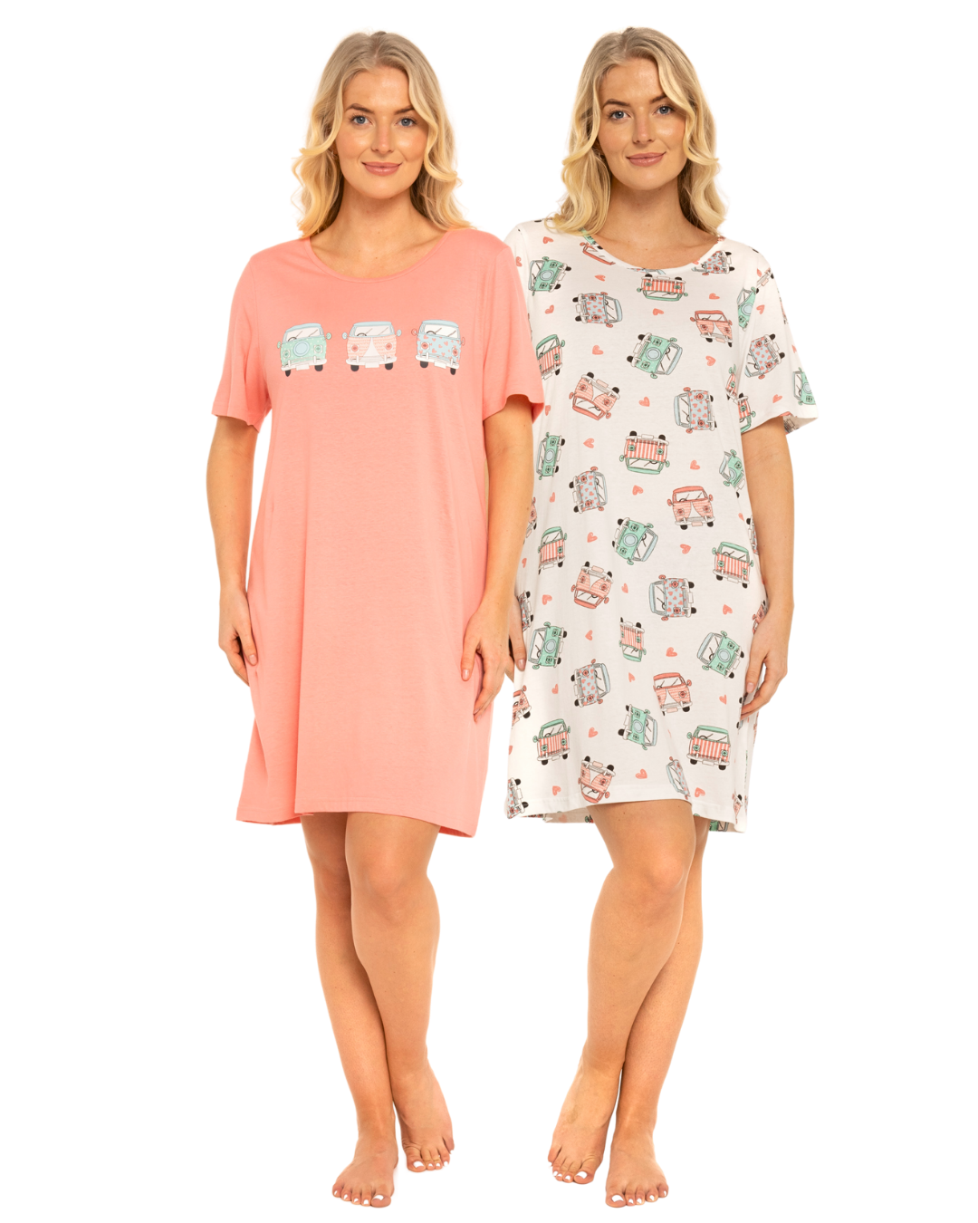 Women's 100% Cotton Pack of 2 Campervan Nightshirts