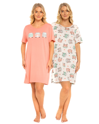 Women's 100% Cotton Pack of 2 Campervan Nightshirts