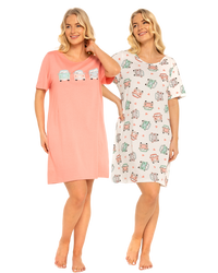 Women's 100% Cotton Pack of 2 Campervan Nightshirts