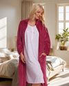 Women's Embossed Fleece Zip Dressing Gown with Front Pockets