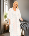 Women's Feather Print Lightweight Polycotton Wrap-over Dressing Gown