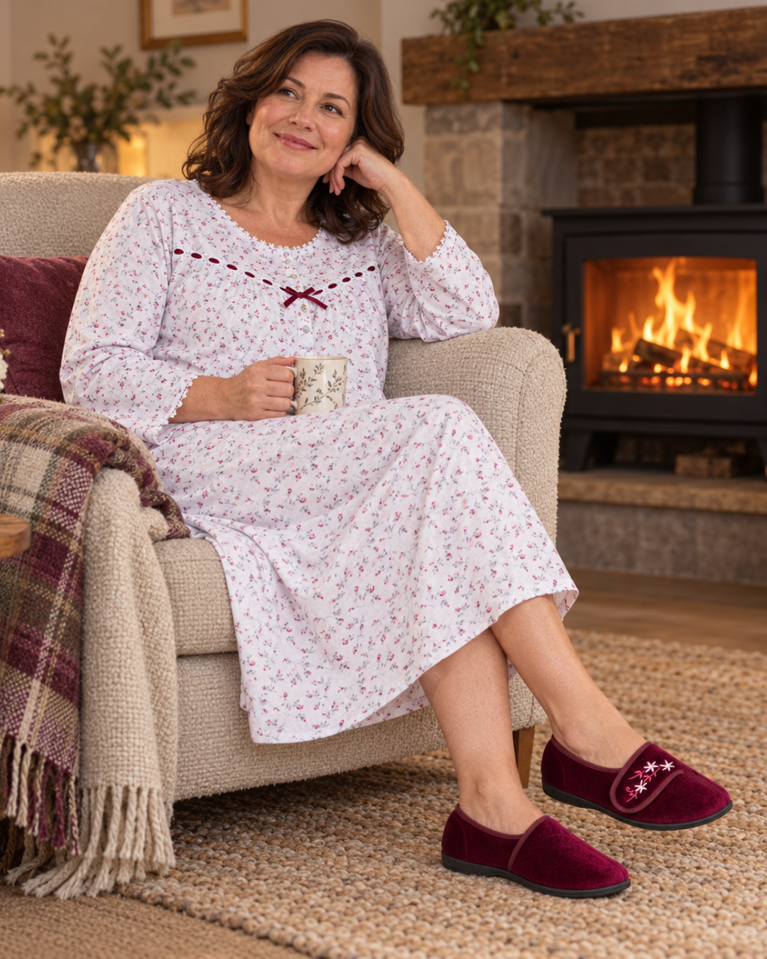 Floral Comfort Touch Strap Slippers
