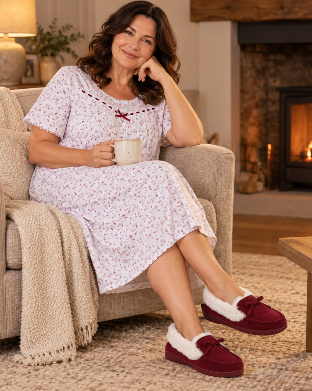 Hearthside Faux Fur Moccasin Slippers