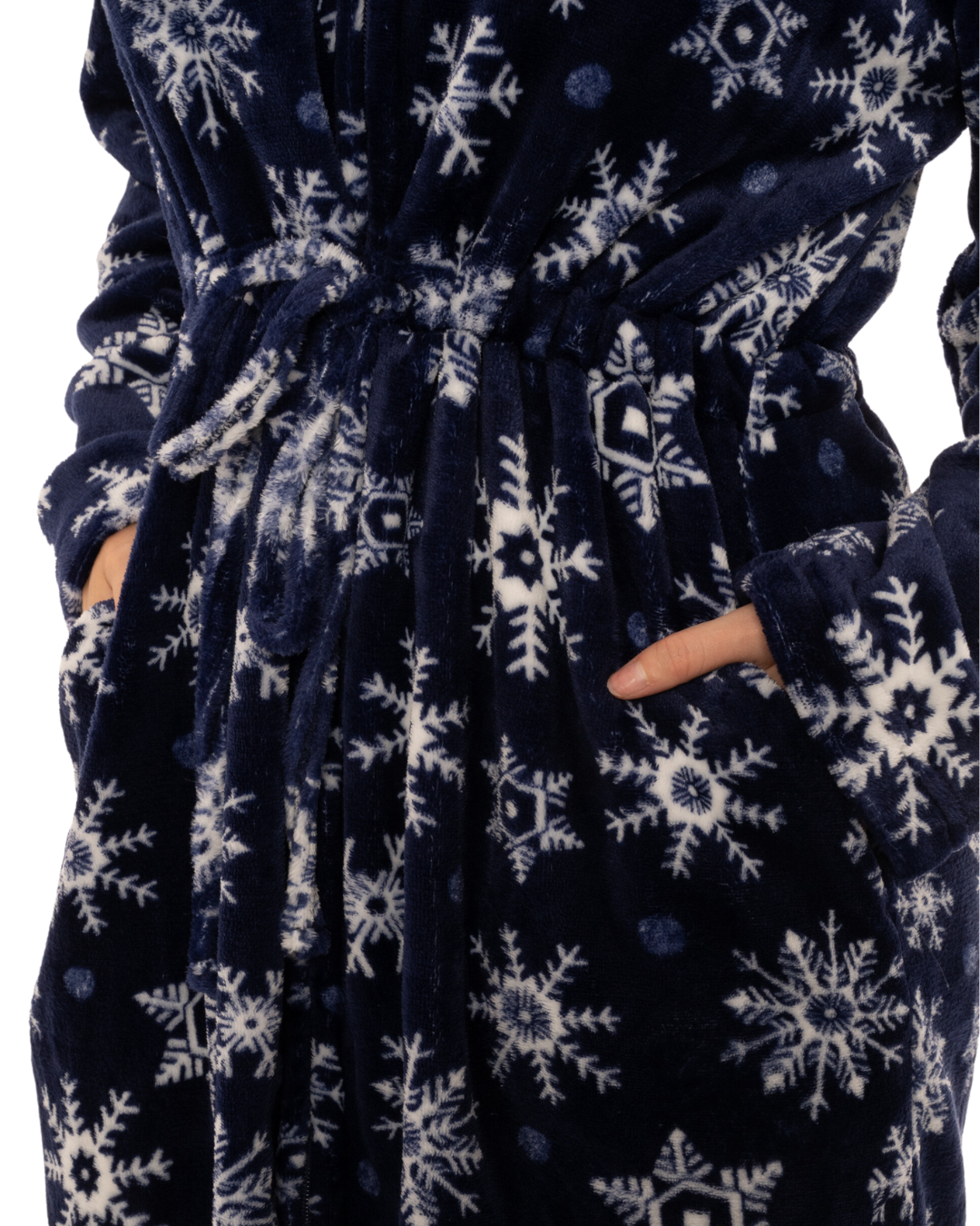 Luxury Snowflake Fleece Zip Hooded Robe