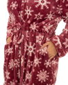 Women's Snowflake Fleece Zip & Tie Waist Hooded Short Dressing Gown wit Pockets