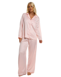 Ladies Blush Pink Satin Pyjamas