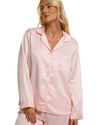 Ladies Blush Pink Satin Pyjamas