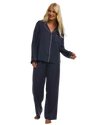 Ladies Navy Satin Pyjamas