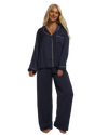 Ladies Navy Satin Pyjamas