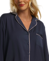Ladies Navy Satin Pyjamas