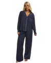 Ladies Navy Satin Pyjamas