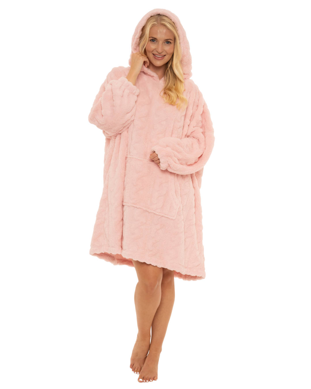 Cableknit Fleece Oversized Lounger Hoodie