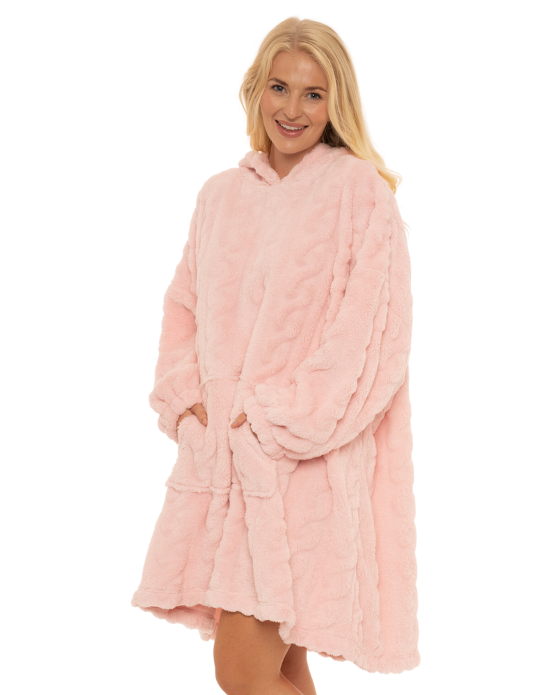 Cableknit Fleece Oversized Lounger Hoodie