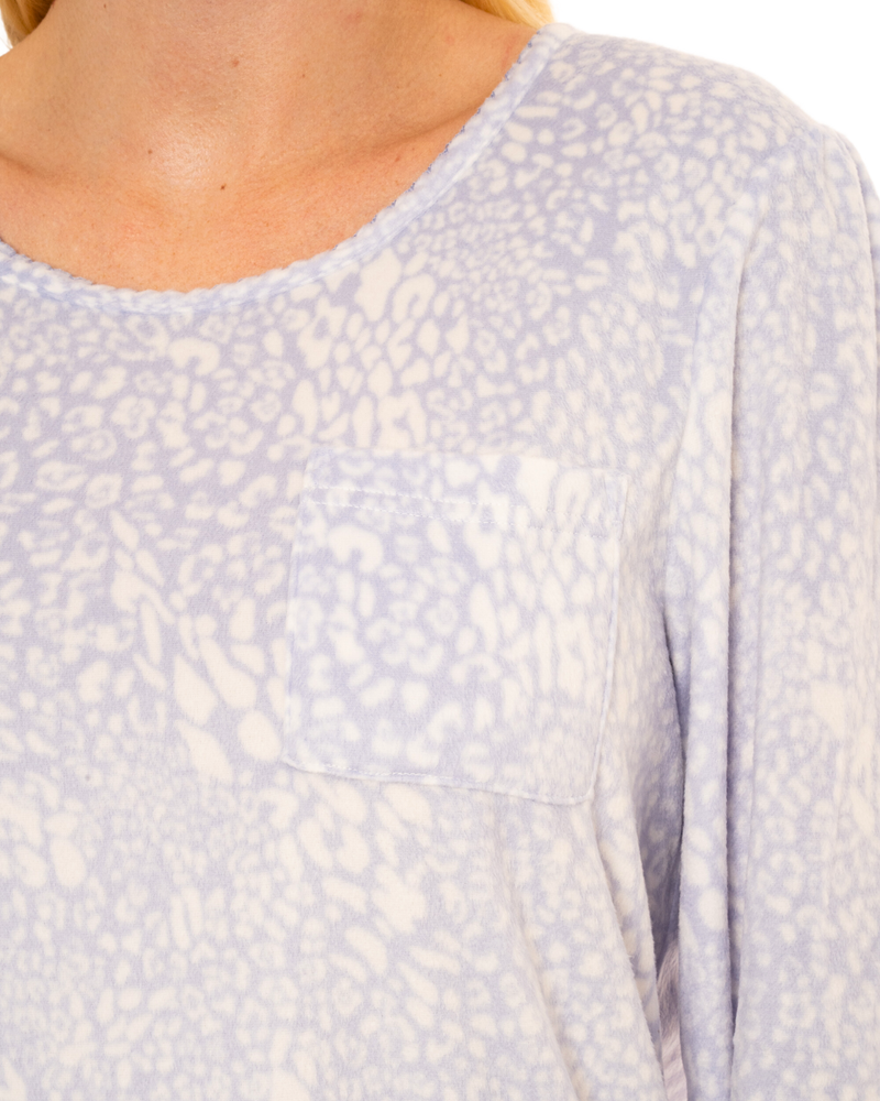 Women's Animal Print Long Sleeved Polished Fleece Nightshirts