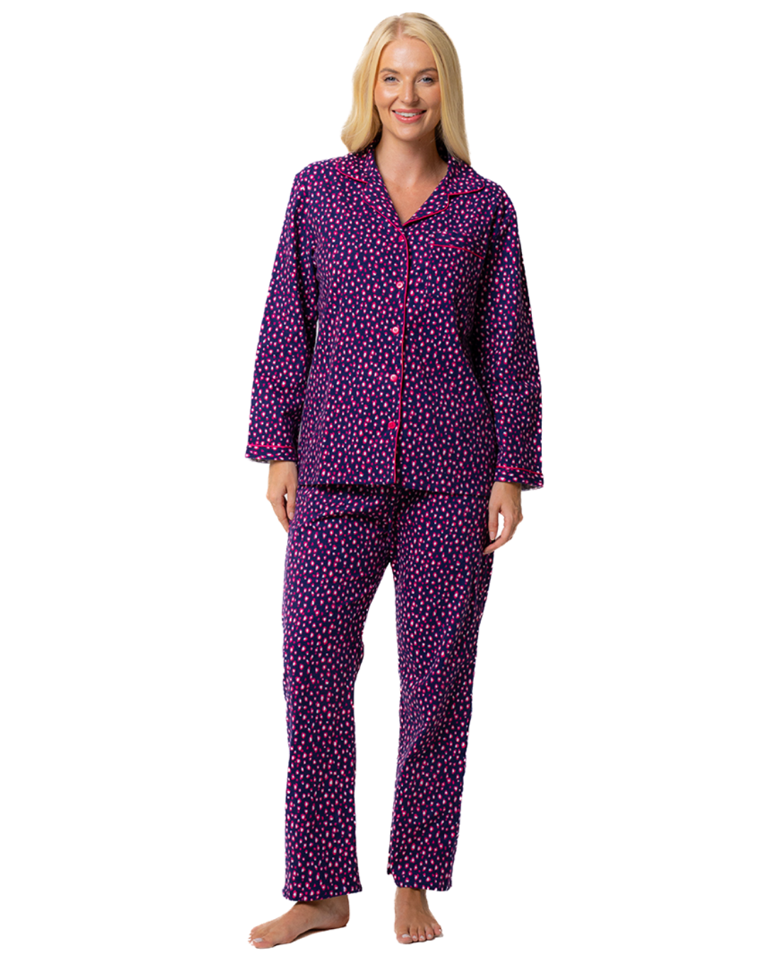 Navy Animal Print 100% Cotton Wincy Pyjama