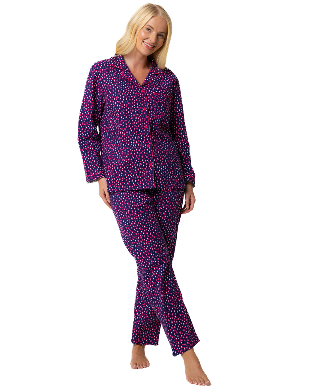 Navy Animal Print 100% Cotton Wincy Pyjama