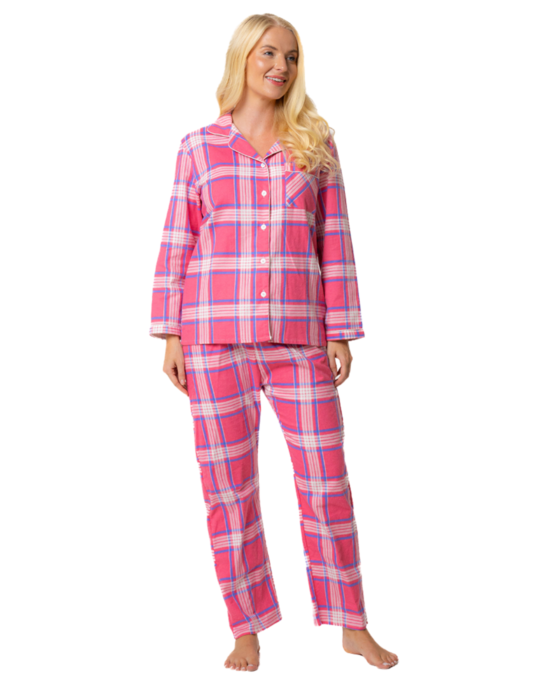 Pink Tartan Print 100% Cotton Wincy Pyjama