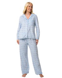 Luxury Long Sleeved Polished Fleece Geo Print Pyjamas