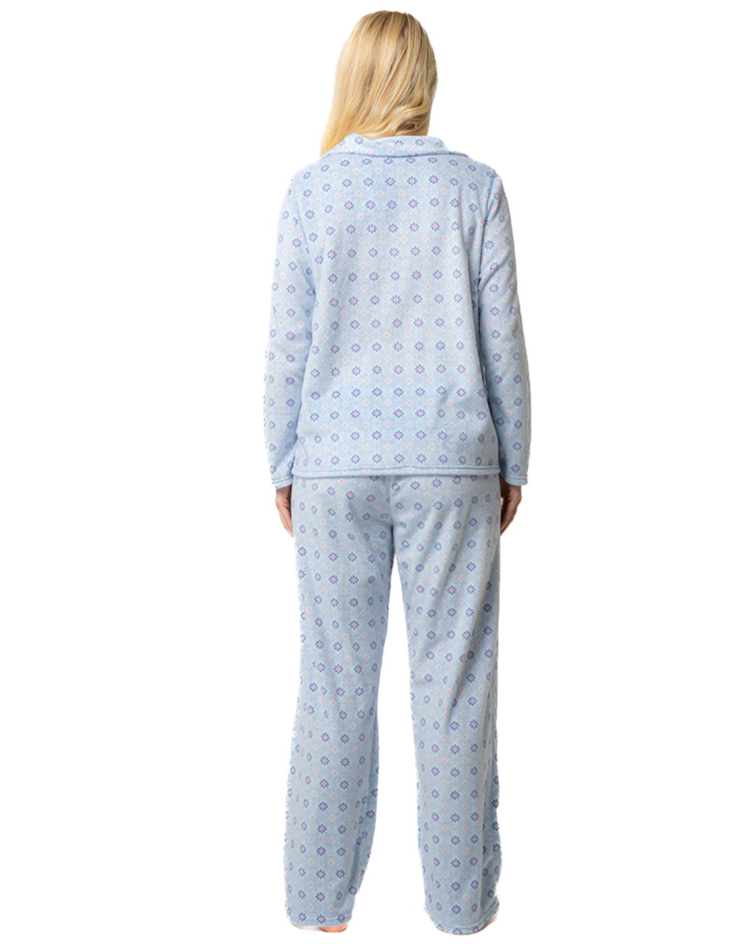 Luxury Long Sleeved Polished Fleece Geo Print Pyjamas