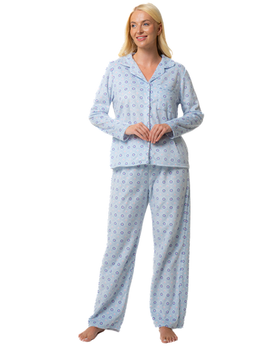 Luxury Long Sleeved Polished Fleece Geo Print Pyjamas