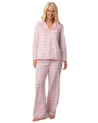 Luxury Long Sleeved Polished Fleece Geo Print Pyjamas