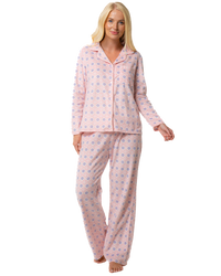 Luxury Long Sleeved Polished Fleece Geo Print Pyjamas