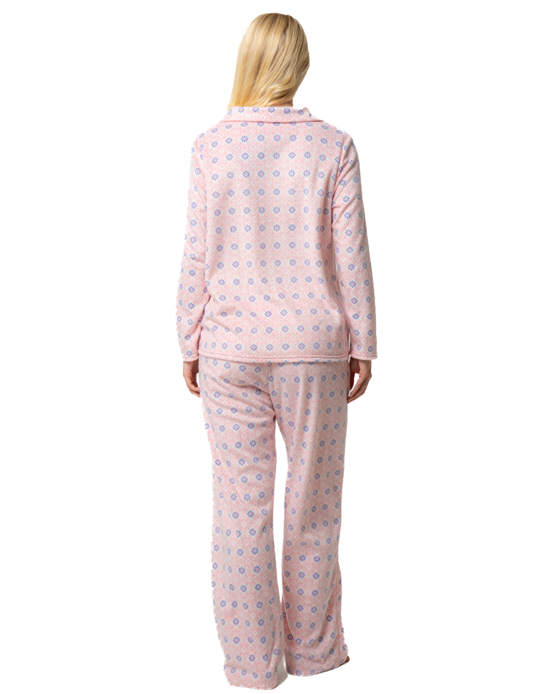 Luxury Long Sleeved Polished Fleece Geo Print Pyjamas