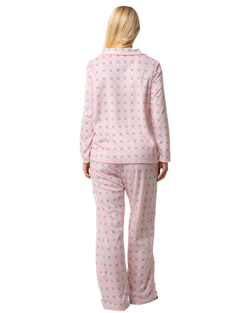 Luxury Long Sleeved Polished Fleece Geo Print Pyjamas