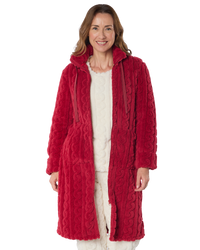 Women's Cable Knit Fleece Zip Dressing Gown