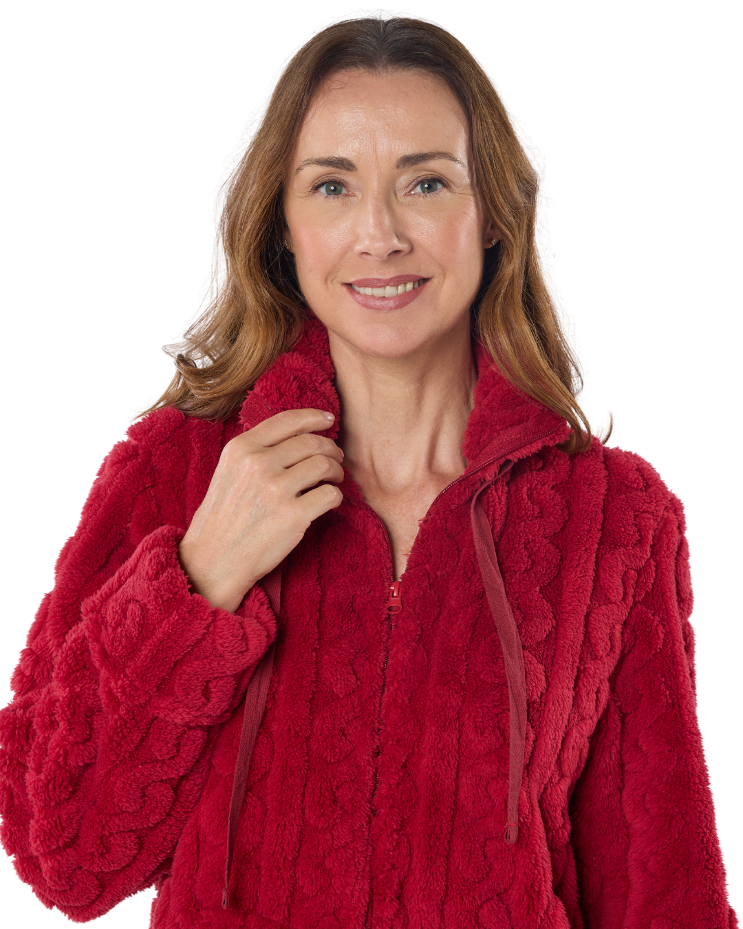 Women's Cable Knit Fleece Zip Dressing Gown